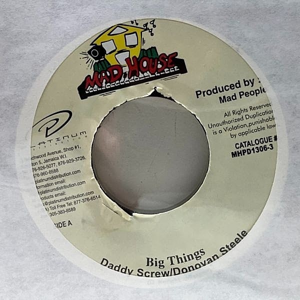 レコードメイン画像：【ダンスホール名門産リディム Pepperseed 使い】JAプレス 7インチ DADDY SCREW / DONOVAN STEELE Big Things (Mad House) DANCEHALL 45RPM