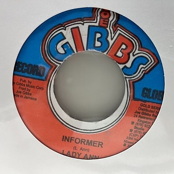 レコードメイン画像：【キュートな脱力フィメール・ダンスホール】JAプレス 7インチ LADY ANN Informer / JOE GIBBS & THE PROFESSIONALS Peeping Tom 45RPM.