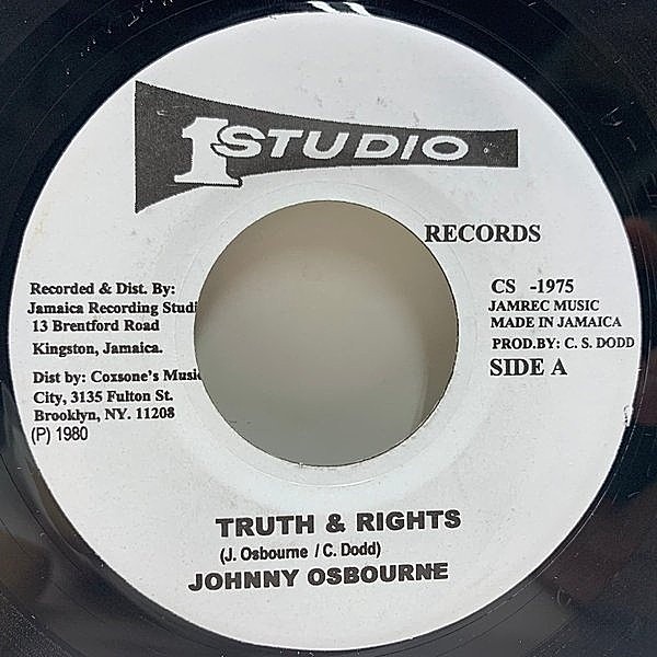 レコードメイン画像：良好!! JAプレス 7インチ JOHNNY OSBOURNE Truth & Rights / Let Me In (Studio One) ジョニー・オズボーン 名曲 45RPM.
