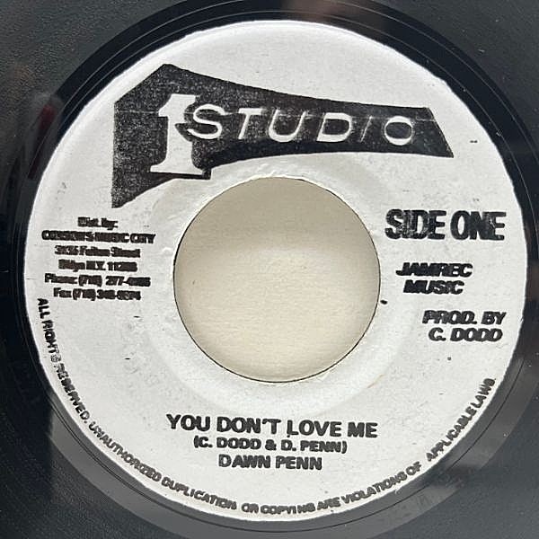 レコードメイン画像：【格別の風格と妖しさを醸し出す高級ロックステディ至宝】米 7インチ DAWN PENN You Don't Love Me (Studio One) ドーン・ペン 45RPM.