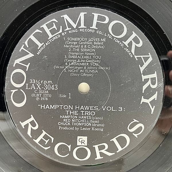 HAMPTON HAWES / Everybody Likes (Vol.3 The Trio) (LP