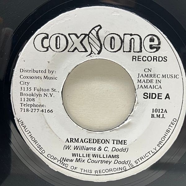 レコードメイン画像：【尖ったドラミングのKILLERチューン】美盤!! 米 7インチ WILLIE WILLIAMS Armagedeon Time (Coxsone) THE CLASH ウィリー・ウィリアムス