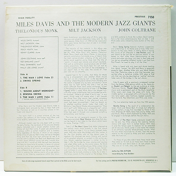 MILES DAVIS / Miles Davis And The Modern Jazz Giants (LP