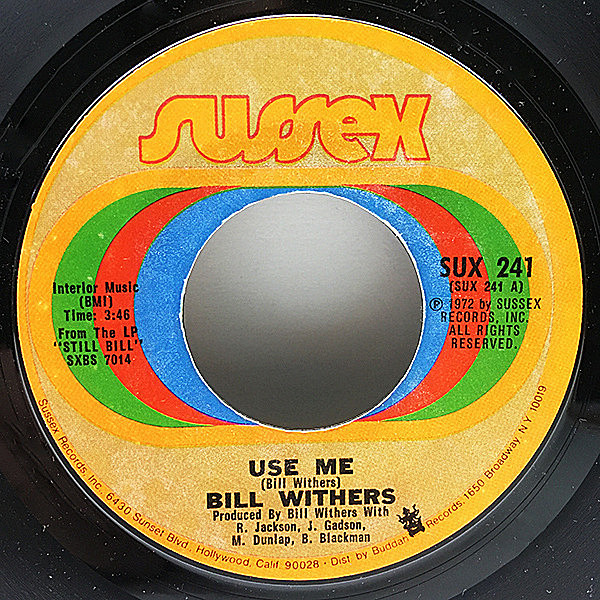 レコードメイン画像：7'' USオリジナル BILL WITHERS Use Me / Let Me In Your Life ('72 Sussex) 45RPM. ビル・ウィザーズ BREAK CLASSIC サンプリング・ネタ