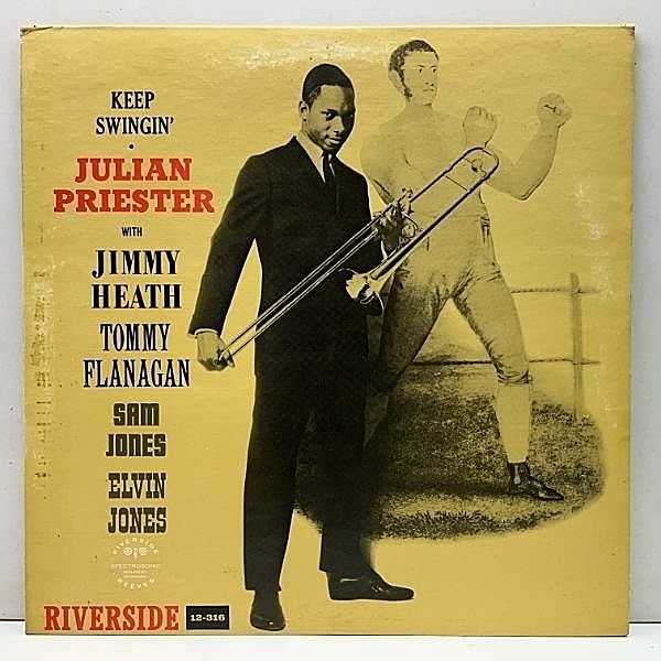 レコードメイン画像：【w/ Tommy Flanagan】極美盤!! JULIAN PRIESTER Keep Swingin' (Riverside) 初のリーダー作品 Jimmy Heath, Sam Jones, Elvin Jones