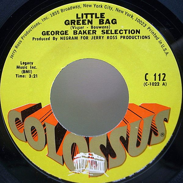 レコードメイン画像：美盤!音抜群! 7'' オリジナル GEORGE BAKER Little Green Bag / Pretty Little Dreamer ('69 Colossus) RESERVOIR DOGSのオープニング曲