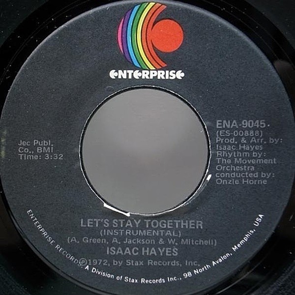 レコードメイン画像：LP未収録／7オンリー オリジナル ISAAC HAYES Let's Stay Together / Soulsville ('72 Enterprise) 7インチ 45 RPM.