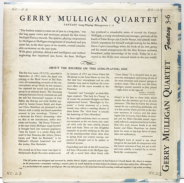 GERRY MULLIGAN / Gerry Mulligan Quartet (10) / Fantasy
