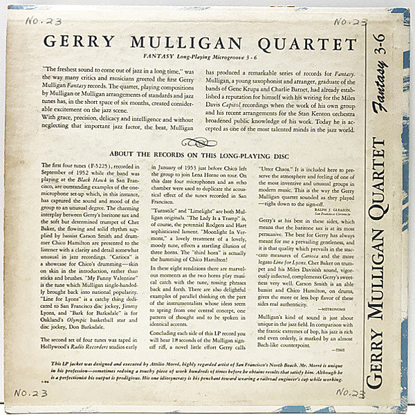 GERRY MULLIGAN / Gerry Mulligan Quartet (10) / Fantasy