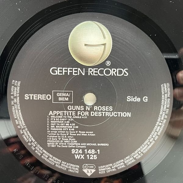 GUNS N' ROSES / Appetite For Destruction (LP) / Geffen