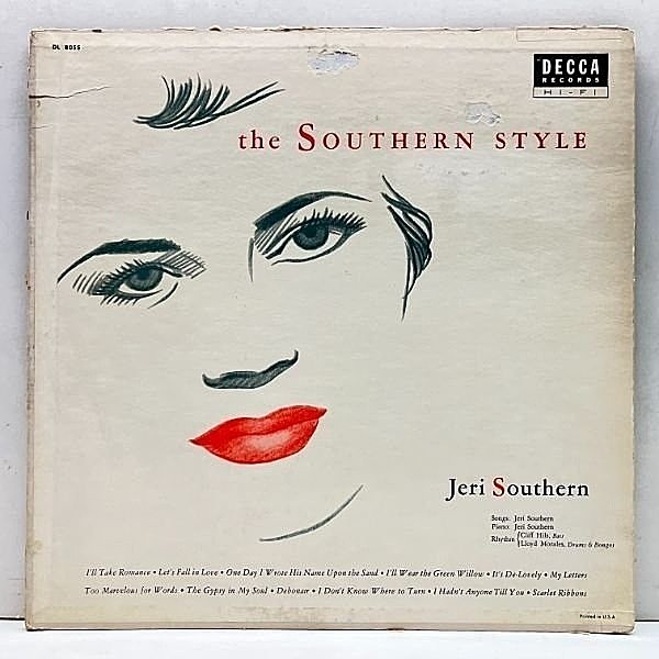 レコードメイン画像：重量FLAT 207g 初版 黒銀スモール 深溝 USオリジナル JERI SOUTHERN The Southern Style ('55 Decca) ジェリの弾き語り＆トリオ