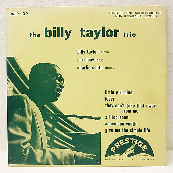 レコードメイン画像：10 FLAT オリジナル BILLY TAYLOR TRIO (Prestige 139) 両溝 MONO 耳あり / ピアノトリオ