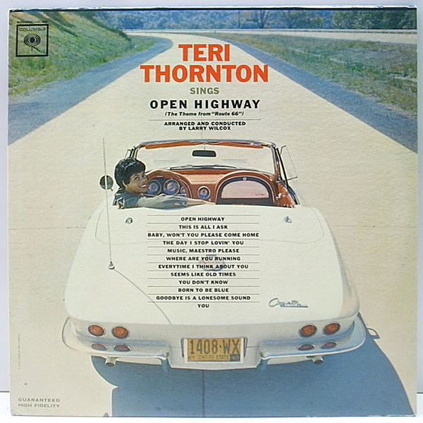 レコードメイン画像：美品 MONO 1st GUARANTEED 2eye オリジナル TERI THORNTON Sings Open Highway ('63 Columbia) マト1A 実力派 テリ・ソーントン