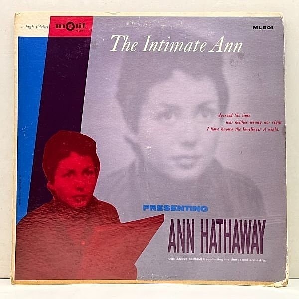 レコードメイン画像：レア【唯一のアルバム】USオリジナル MONO 深溝 ANN HATHAWAY The Intimate Ann ('57 Motif ML 501) 幻のジャズシンガー、アン・ハサウェイ