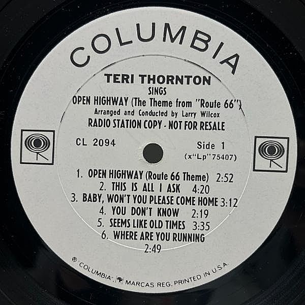 V.A.／Italian Rock Special プロモ盤 LP レコード TERI THORNTON / Sings Open Highway (LP) / Columbia | WAXPEND