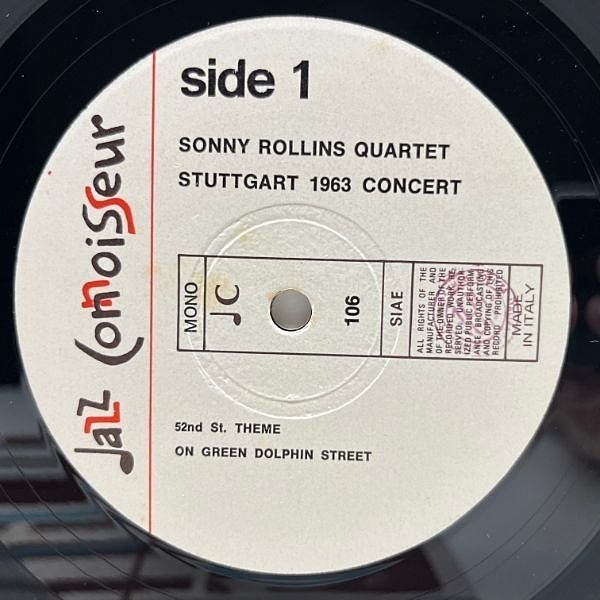 SONNY ROLLINS / Stuttgart 1963 Concert (LP) / Jazz Connoisseur