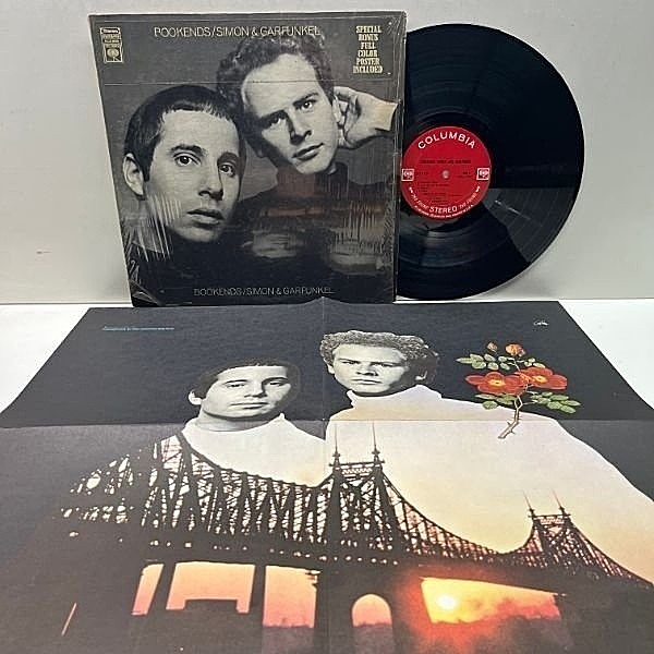 レコードメイン画像：稀少 シュリンク付き美品!! ポスター完品 2eye USオリジナル SIMON & GARFUNKEL Bookends ('68 Columbia) ブックエンド 米 初回プレス