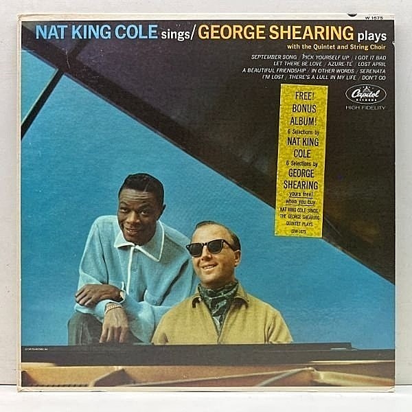 レコードメイン画像：レア 入手難【非売品・特典レコード完品】MONO 虹リム USオリジナル Nat King Cole Sings / George Shearing Plays ('62 Capitol W 1675)