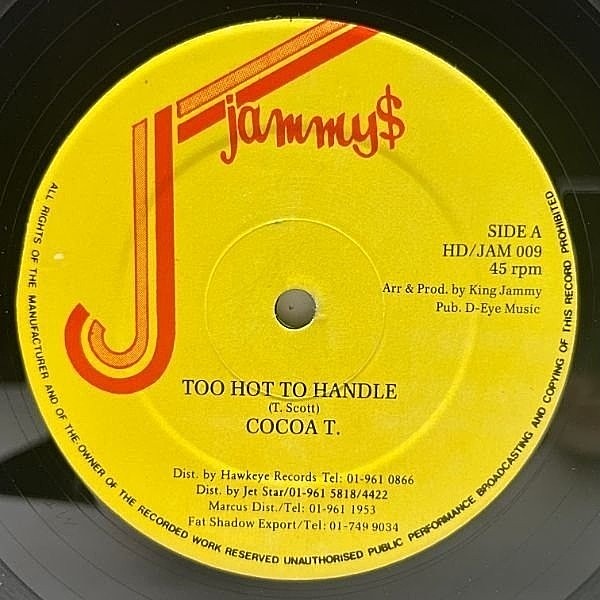 レコードメイン画像：良好盤!! JAプレス 12インチ COCOA TEA Too Hot Too Handle / GREGORY PECK Important To Be Nice (Massive B) ココ・ティー DANCEHALL