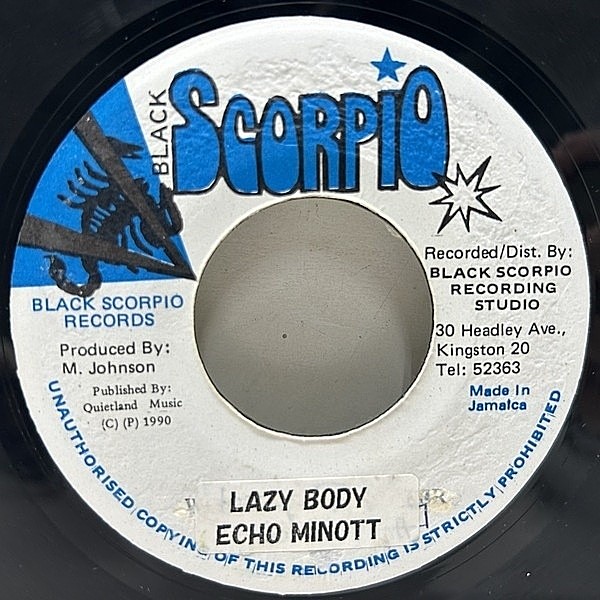 レコードメイン画像：JAプレス 7インチ ECHO MINOTT Lazy Body ('99 Black Scorpio) HEAVENLESSリディム エコー・マイノット 45RPM.