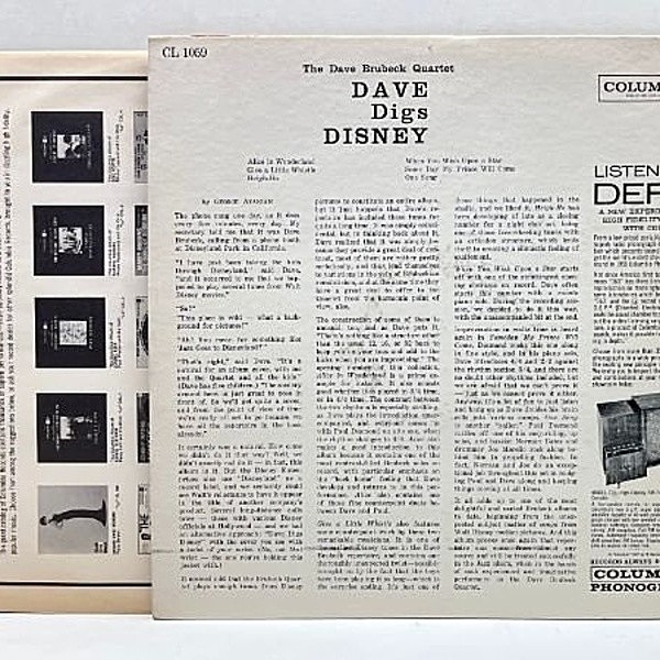 DAVE BRUBECK / Dave Digs Disney (LP) / Columbia | WAXPEND