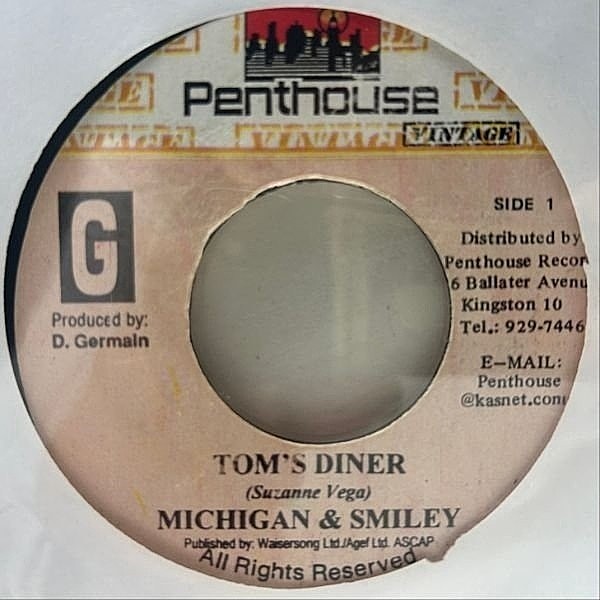 レコードメイン画像：良好!! JAプレス 7インチ MICHIGAN & SMILEY Toms Diner (Penthouse Vintage) ミシガン＆スマイリー 45RPM.