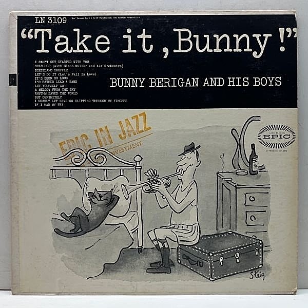 レコードメイン画像：USオリジナル LG規格 MONO ストロボ 深溝 BUNNY BERIGAN Take It Bunny ('55 Epic) Steig 猫ジャケ シリーズ人気作 LP 米 モノラル