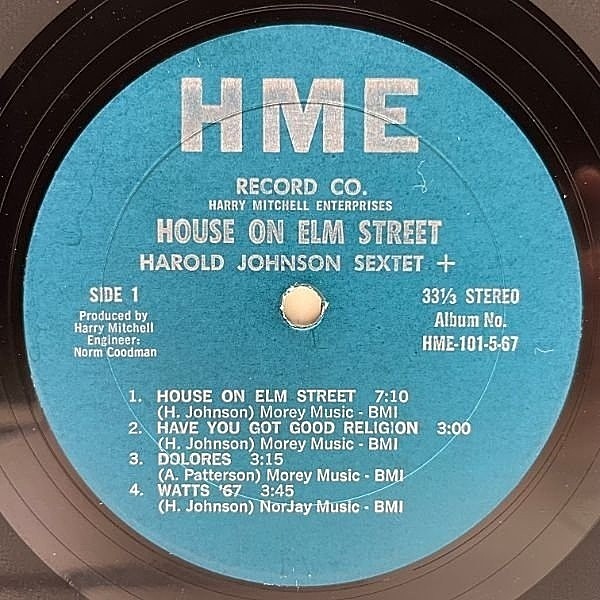 HAROLD JOHNSON SEXTET / House On Elm Street (LP) / H.M.E. WAXPEND RECORDS