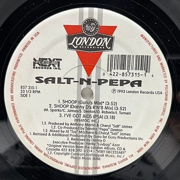 レコードメイン画像：プレイ良好!! USオリジナル 12インチ SALT-N-PEPA Shoop ('93 Next Plateau) SWEET INSPIRATIONS／I'm Blue使い NY産フィメールラップ