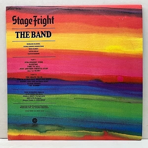 レコードメイン画像：美品!! 初版 Big-Logoリム 黄緑的ラベ USオリジナル THE BAND Stage Fright ('70 Capitol) Woodstock Playhouse録音 ザ・バンド 3rd.