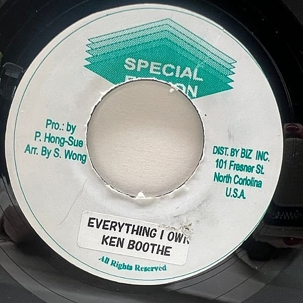 レコードメイン画像：【美メロと哀愁滲むソフトロック名曲カヴァー】7インチ KEN BOOTHE Everything I Own (Special Edition) ケン・ブース 45RPM.