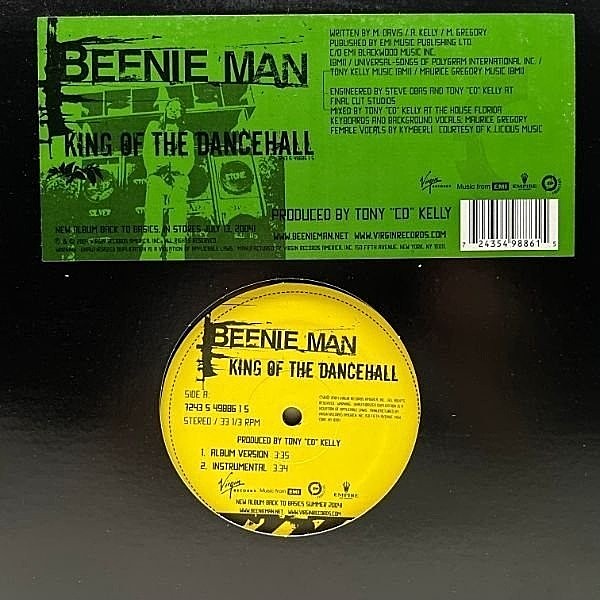 レコードメイン画像：美盤!! 12インチ STERLING刻印 USオリジナル BEENIE MAN King Of The Dancehall ('04 Virgin) Back to Basics シングル ビーニ・マン