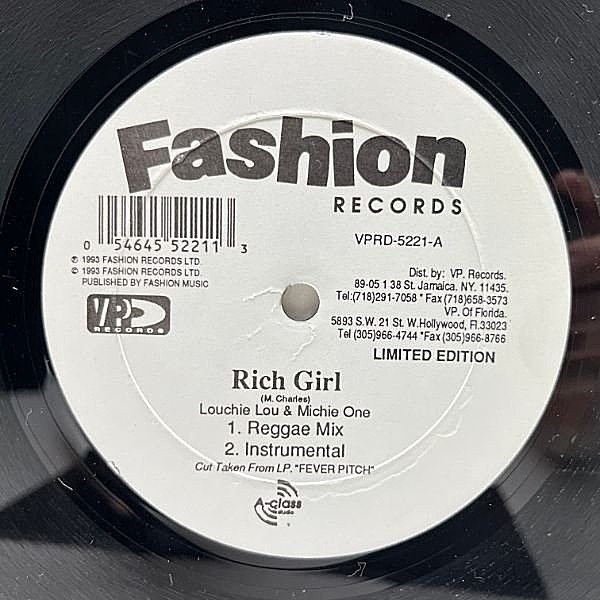 レコードメイン画像：【GIRLS DANCEHALL】良好!! 12インチ USオリジナル LOUCHIE LOU & MICHIE ONE Rich Girl ('93 VP) ルーチー・ルー＆ミッチー・ワン 45RPM.