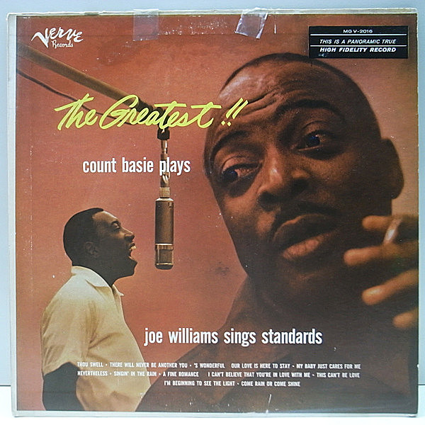 レコードメイン画像：MONO 深溝 青ラベ COUNT BASIE & JOE WILLIAMS The Greatest ('56 Verve) スウィングからバラッドまで名唱／名演がズラリ