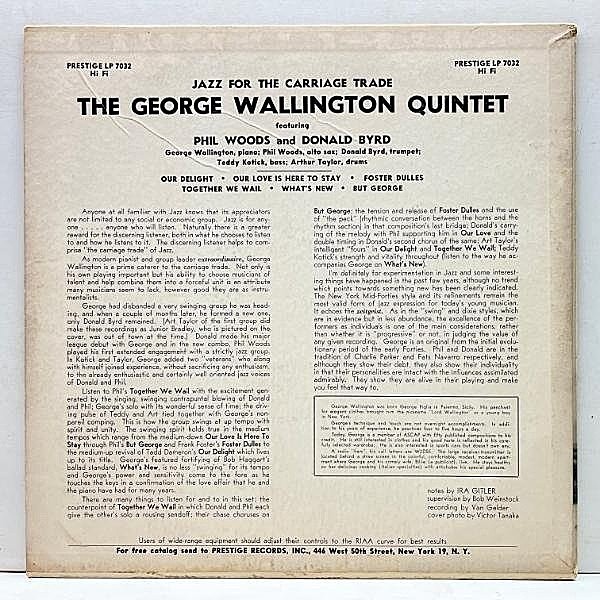 【LPレコード】George Wallington GARRIAGE TRADE George Wallington Quintet - Jazz For The Carriage Trade / VG