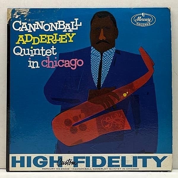 レコードメイン画像：Rare!!【両溝】MONO USオリジナル 1st Top-logo 黒銀ラベ CANNONBALL ADDERLEY In Chicago ('59 Mercury) w/ John Coltrane, Wynton Kelly
