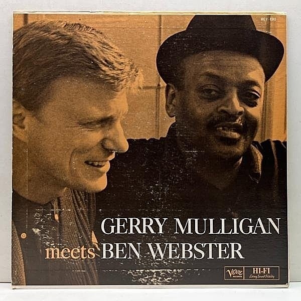 レコードメイン画像：美盤!! MONO 深溝 US初期プレス GERRY MULLIGAN Meets BEN WEBSTER (Verve MG V-8343) 特有の牧歌的なアダルトムードは絶品です