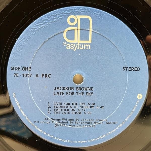 JACKSON BROWNE / Late For The Sky (LP) / Asylum | WAXPEND