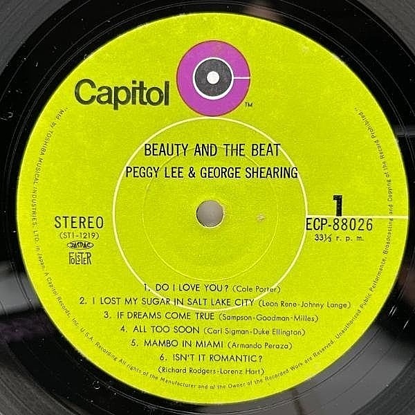 PEGGY LEE / GEORGE SHEARING / Beauty And The Beat! (LP
