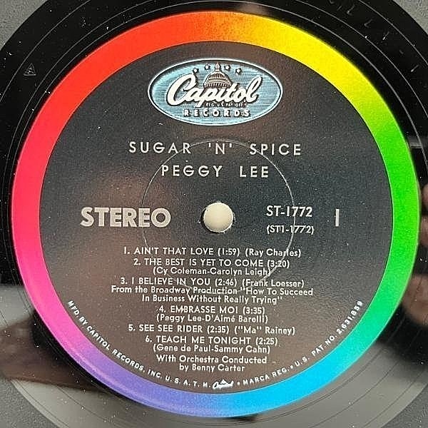 【保障できる】 PEGGY LEE RECORDS WAXPEND | Capitol / (LP) Spice 'N' Sugar / 洋楽