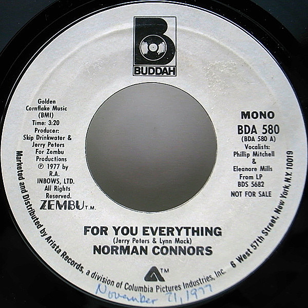 レコードメイン画像：7 プロモ オンリー MONO & STEREO オリジナル NORMAN CONNORS For You Everything メロウ・ソウル 45RPM