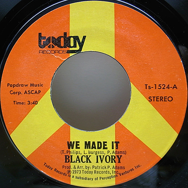 レコードメイン画像：SWEET SOUL CLASSIC & GROOVY SOUL ナイス・カップリング 7 オリジナル BLACK IVORY We Made It / Just Leave Me Some 45RPM.