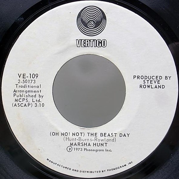 レコードメイン画像：AFRO PSYCH HEAVY FUNK!! 7 オリジナル MARSHA HUNT Oh No Not BEAST DAY ('73 Vertigo) レア・シングル 45 RPM.