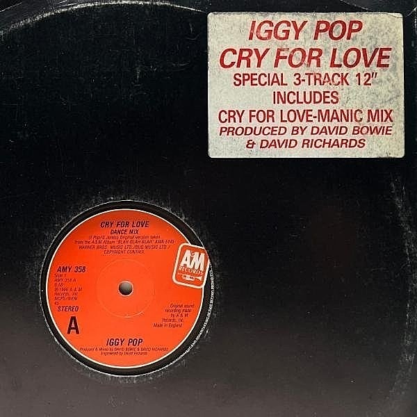 レコードメイン画像：UKオリジナル 12インチ『Blah-Blah-Blah』カットシングル IGGY POP Cry For Love ('86 A&M) DAVID BOWIE prod. イギー・ポップ 45RPM.