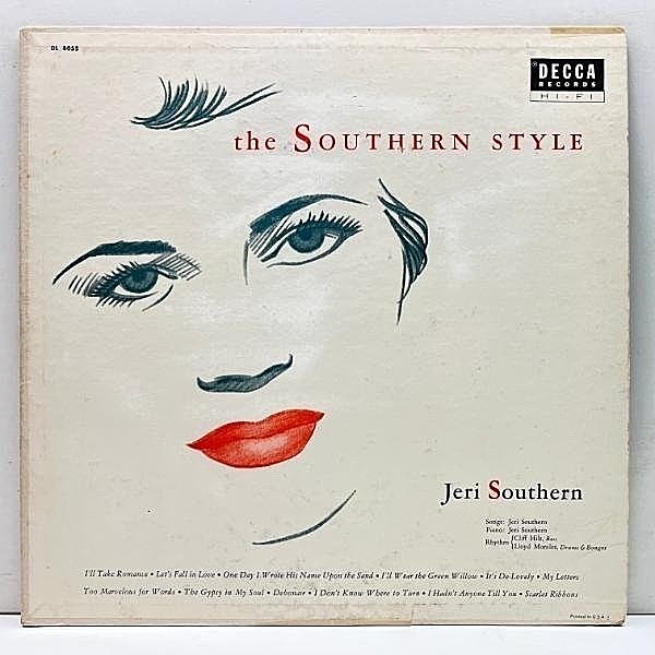 レコードメイン画像：レアな美盤!! 重量FLAT 212g 初版 黒銀スモール 深溝 USオリジナル JERI SOUTHERN The Southern Style ('55 Decca) 弾き語り＆トリオ