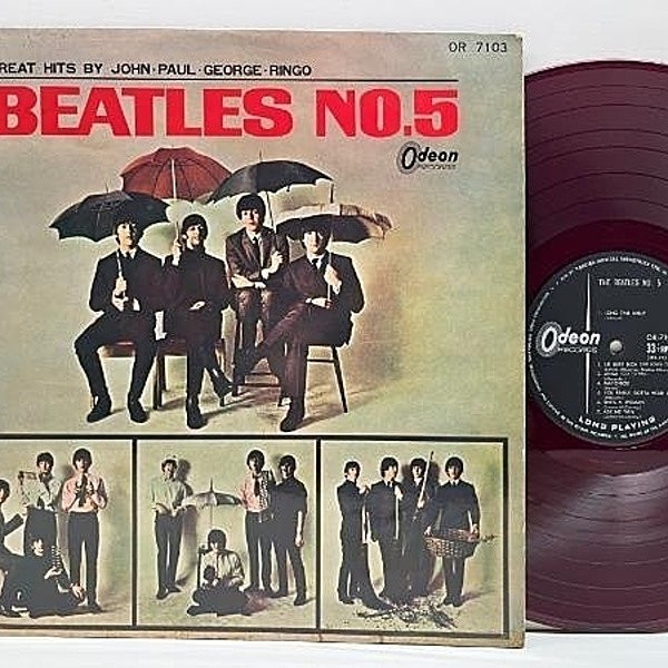 レコードメイン画像：【初回 OR-7103規格】赤盤 ペラジャケ THE BEATLES ビートルズ No. 5 ('65 Odeon) 英語歌詞シート、解説付き 国内盤 LP