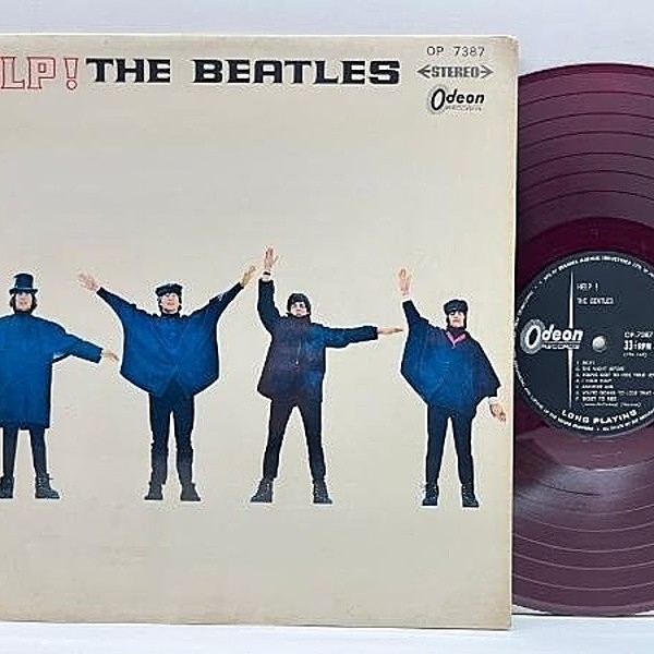 レコードメイン画像：【初回 OP-7387規格】赤盤 GF厚手ジャケット THE BEATLES ビートルズ Help ４人はアイドル ('65 Odeon) ポートレート、歌詞シート付き