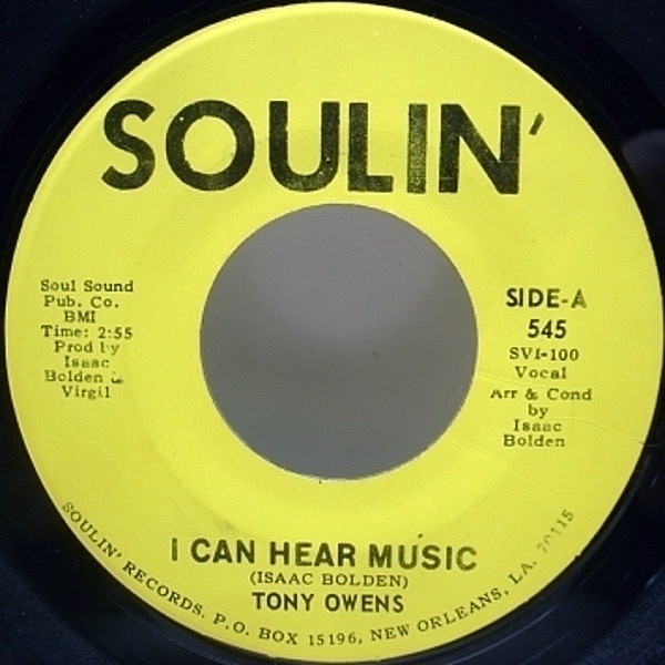 レコードメイン画像：New Orleans Soul Funk 45 / SOULIN Orig TONY OWENS I Can Hear