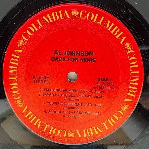 AL JOHNSON / BACK FOR MORE レコード Al Johnson / Back For More(LP) / Columbia 1980 USオリジナル