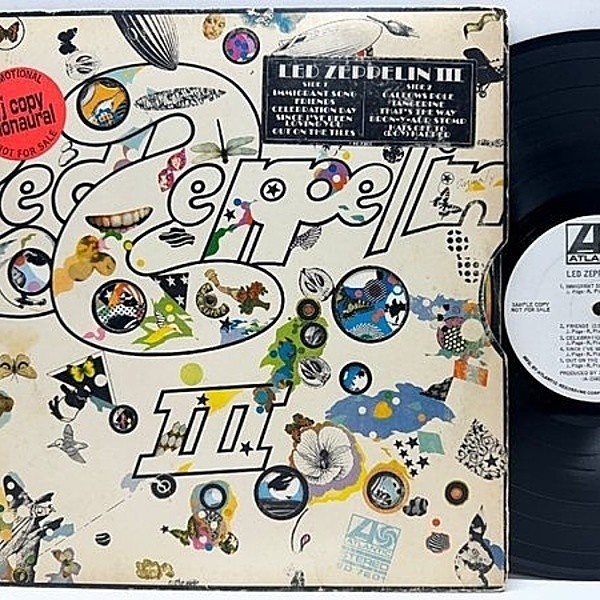 レコードメイン画像：究極【MONO】白プロモ・オンリー US 完全オリジナル LED ZEPPELIN III (Atlantic 7201) ※SD無し モノラル番号 レッドツェッペリン 3